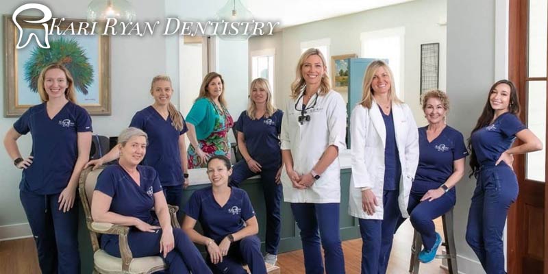 Kari Ryan Dentistry, Mount Pleasant, SC team photo with logo